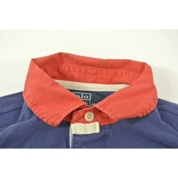 Polo Ralph Lauren Shirt Navy Blue w Red Collar RLPC Crest Custom Fit Mens - Picture 7 of 10